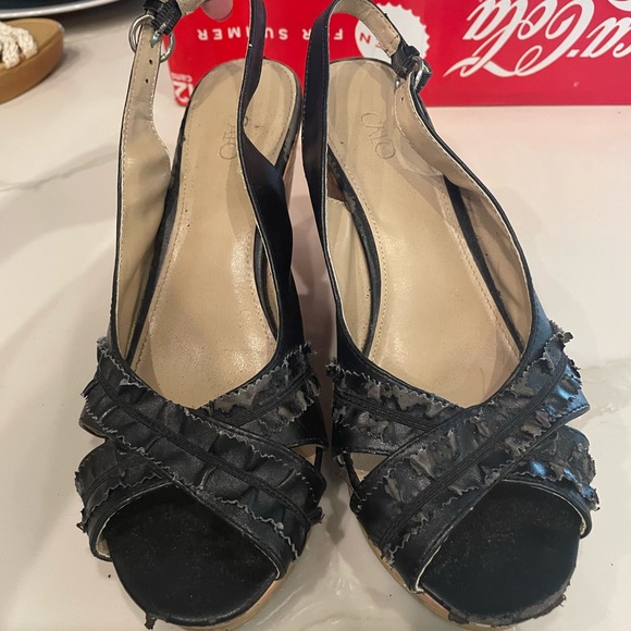 Cato Shoes - Women’s black heels with cork wedge